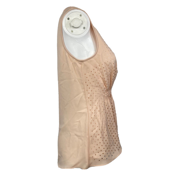 Tibi Shirt Womens Sz 2 XS Blush Pink Eyelet Silk Sleeveless Top Tank - Picture 3 of 10